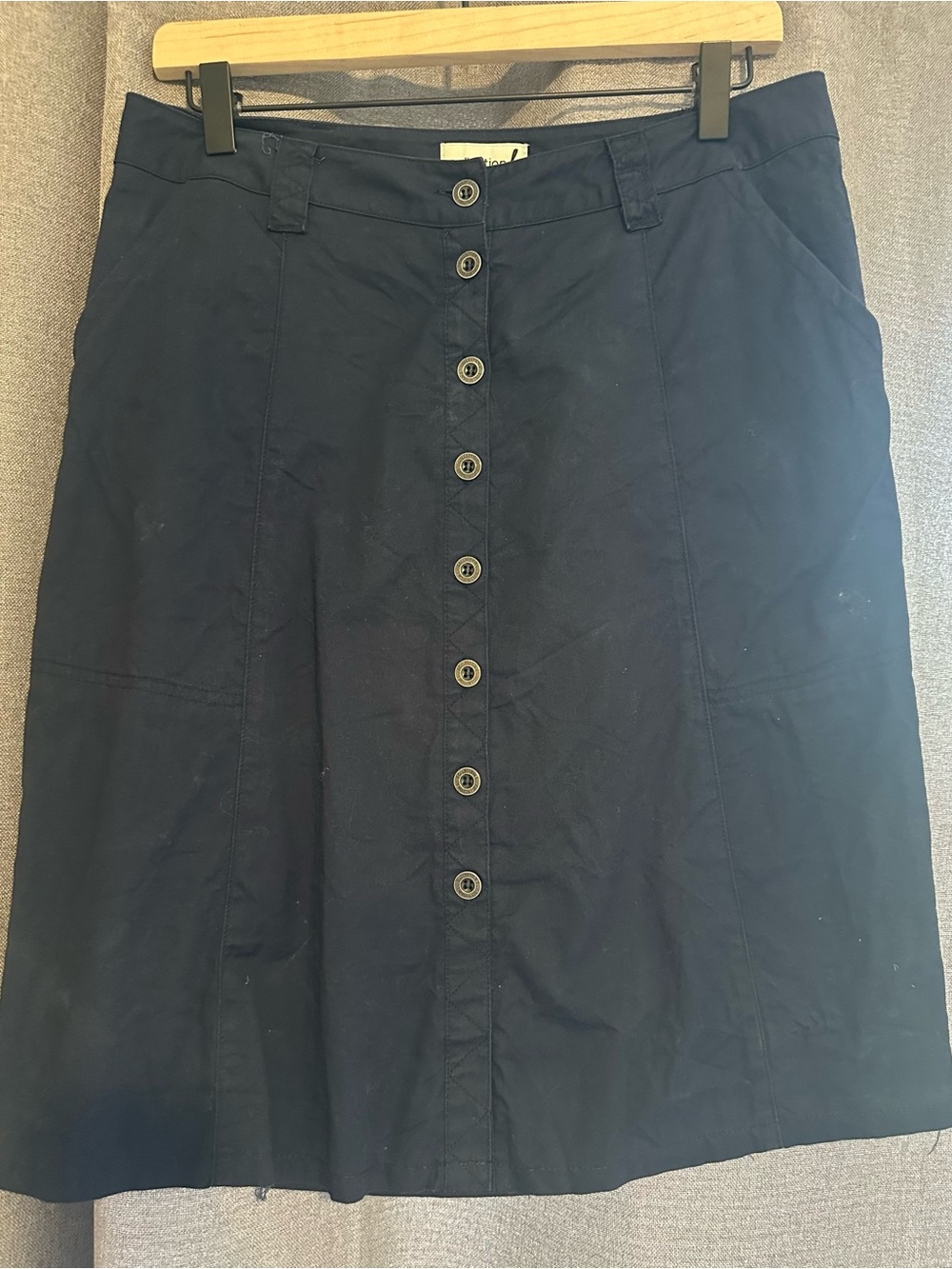 Collection B Dark Navy Button-Front A-Line Skirt